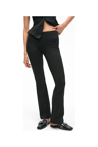 Grımelange KALYYSIA Kadın Yüksek Bel Geniş Paçalı Slim Fit Siyah Pantolon
