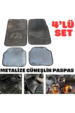 Metalize Güneşlik Oto Paspas Üniversal Model Araç İçi Paspas Ön Arka 4'lü Set Tüm Araçlara Uyumlu
