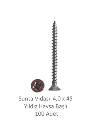 Sunta Vidası, 4,0 X 45 Mm, 100 Adet, Yhb Vida 4 x 45