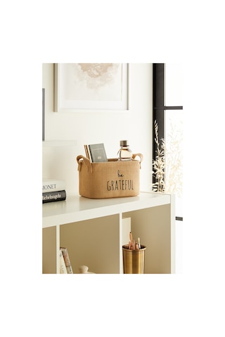 Ocean Home Textile Be Grateful Jüt Sepet 24 x 17 x 14 cm