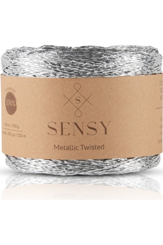 Sensy Premium 320 M Simli Metalik Ip Parlak Çanta Rafya Supla Ip Metalik Bükümlü Ip 250 Gr Gümüş