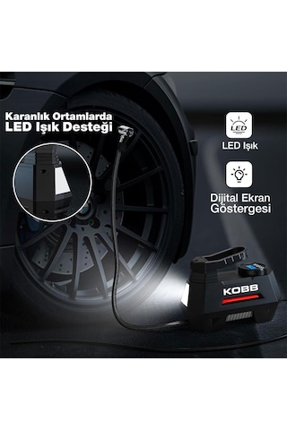 Kobb Kb180 12volt 150 Psı Ayarlanabilir Dijital Basınç Göstergeli Lastik Şişirme Pompası Fr Kb180