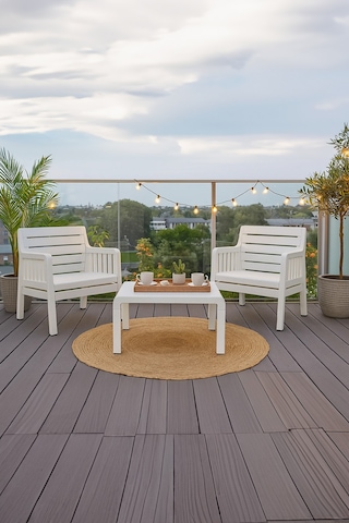 Lara 1+1 S Bahçe Balkon Teras Oturma Grubu Mindersiz - Beyaz