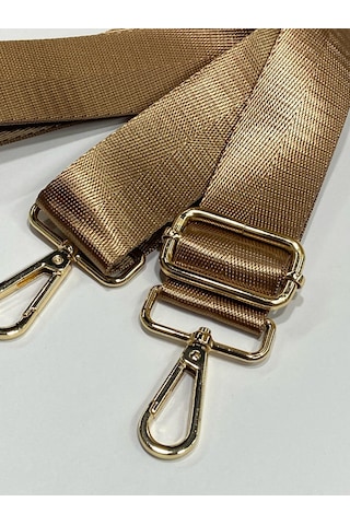 Çanta Sapı / Polyester Gold Detaylı Çanta Sapı - Sütlü Kahve Sütlü Kahve Açık Kahverengi