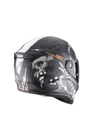 Scorpion Covert Fx Skullz Kapalı Motosiklet Kaskı Mat Siyah Gri Altın Mat Siyah - Gri