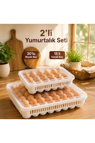 Peggy 45'li Yumurtalık Seti 15'li + 30'lu Yumurtalık, Buzdolabı Uyumlu Yumurta Saklama Kabı, Bpa İçermez, Kapaklı Yumurta Kutusu Yumurtalık Buzdolabı Organizeri Saklama Kabı Çok Renkli
