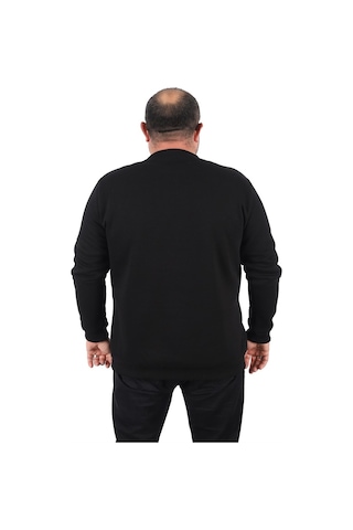Moc Grande Mocgrande Büyük Beden Sweatshirt V Design 22742 Sıyah Siyah