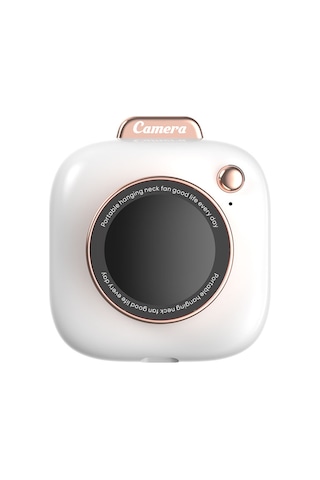 Fosenze Usb Şarjlı Boyun Tipi Mini Kamera Görünümlü El Serinletme Cihazı, 3 Kademeli Ayarlanabilir Rüzgar Hızı Beyaz