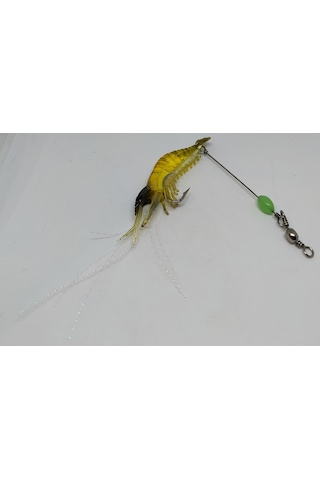Karides Shrimp Balık Yemi Fosforlu Kancalı 7.5 Cm Sahte Sarı Yem