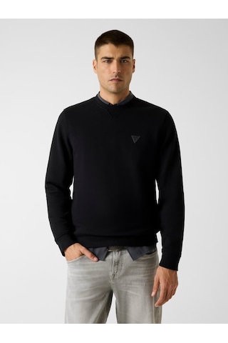 Guess M6rq08kcn01 Cn Ls Basic Erkek Sweatshirt Siyah