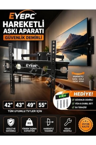 3 Kademeli Hareketli 102 106 118 123 127 130 145 150 Ekran Lcd Led Oled Tv Askı Aparatı