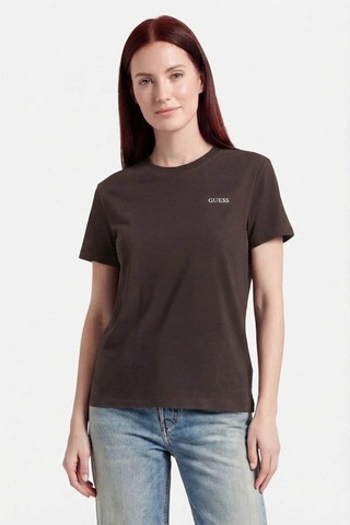 Guess Logo Kahverengi Kadın T-shirt V6gı03k2964-fj71