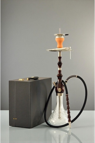 Özel Taşıma Çantalı Doğal Ahşap Gövdeli Tam Tahliye Sistemli Premium Nargile Takımı 75 Cm.