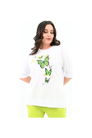 Kadın Büyük Beden Kelebek Baskı Detaylı T-shirt Takım 8114-25 001