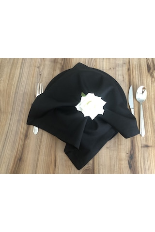 Siyah Kumaş Peçete 6 Adet 40x40cm Çok Renkli