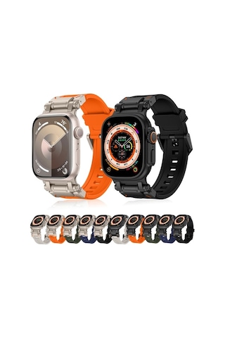 Novahub İos Watch Uyumlu Serisi 7 45mm Explorer Tpu Saat Bantı Siyah, Yeni Tasarım Siyah/i