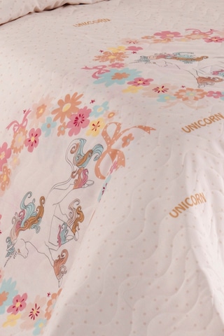 Enlora Home Kapitone Yatak Örtüsü Seti Tek Kişilik Unicornlar Pembe