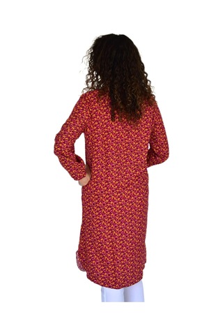 Kadın Uzun Çiçek Baskılı Desen Viscon Bluz Bgl-st04290 Bordo