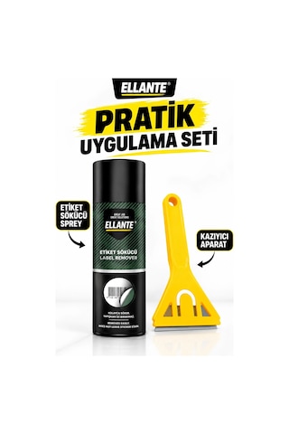Etiket Sökücü Sprey + Sarı Kazıyıcı Aparat 2 Li Set Yapışkan Ve Etiket Kalıntısı Temizleme Seti