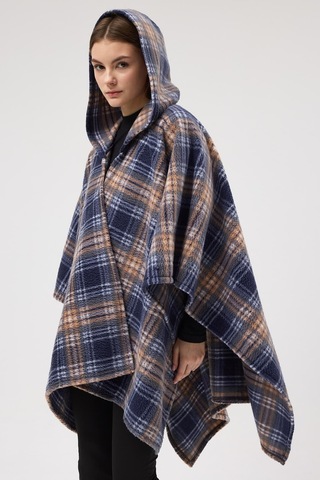 Buly Cozy Soul Kapüşonlu Panço Winter Grid