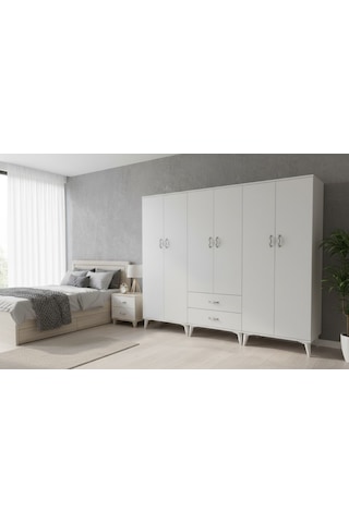 Zerkaconcept Odin 6 Kapaklı Dolap Gardırop Byz - M1 Beyaz