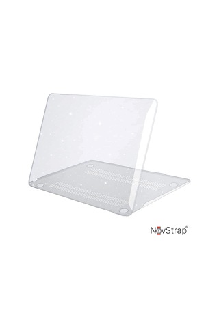 Novstrap Apple Macbook Air 15 İnç A2941 İle Uyumlu Kristal Parlak Simli Kılıf Sert Glitter Şeffaf