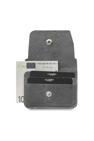 Guard Gri Crazy Patlı Kartlık Hakiki Deri Erkek / Kadın P5227 Gri