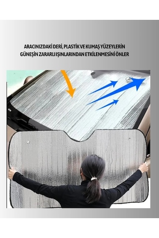 Metalize Reflektörlü Katlanabilir Araç Güneşliği Yüksek Performanslı Isı Uv Koruması