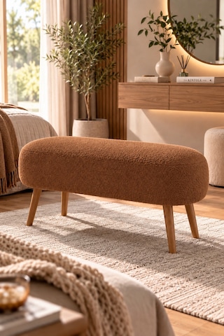 Lona Bukle Kumaş Modern Bench Puf Çok Amaçlı Yatak Ucu Ve Antre Bankı Taba