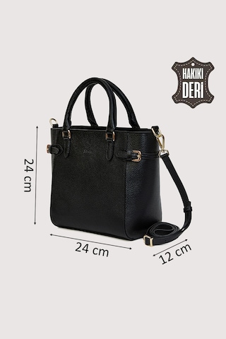 Hakiki Deri Kadın El Çantası Siyah Smr7922 Siyah