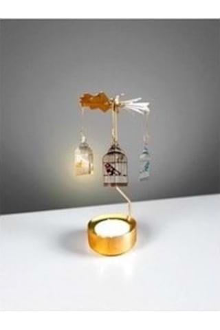 Isı İle Dönen Mumluk Bülbül Altın Kafeste Modeli, Dekoratif