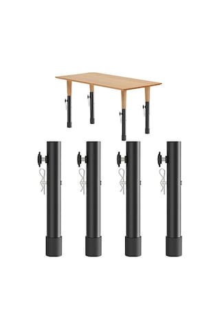 4 Adet / Set Masa Ayağı Genişletici Tezgah Yükseklik Arttırıcı, Uzunluk: 20cm Siyah Siyah