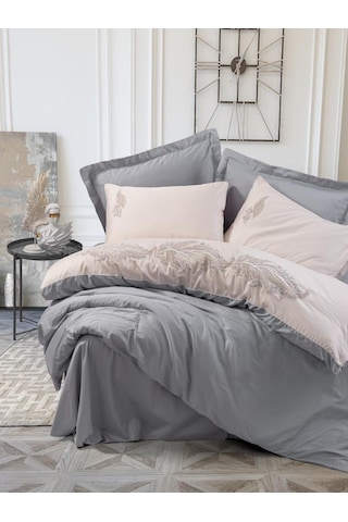 Cotton Box Brode Nakışlı Çift Kişilik Saten Nevresim Takımı Sheen