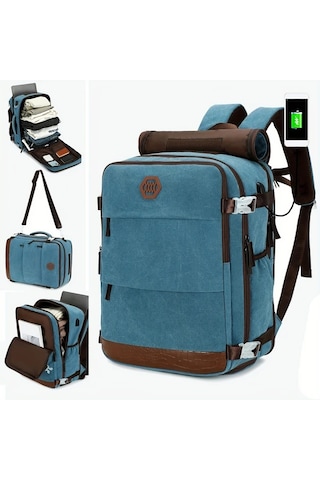 Xuweiwei Blue 40l Flight Approved Laptop Sırt Çantası Usb Şarj Portu Ayakkabı Bölmeli 17 Inç Laptop "value":"mavi"