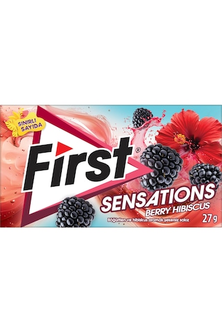 First Sensations Berry Hibiscus Böğürtlen Ve Hibiskus Aromalı Şekersiz Tatlandırıcılı Sakız - 3'lü Paket