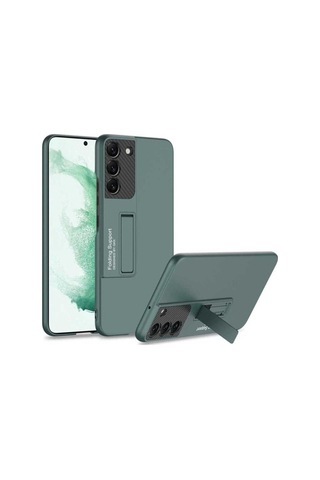 Galaxy S22 Kılıf Zore Standlı Ays Kapak Koyu Yeşil