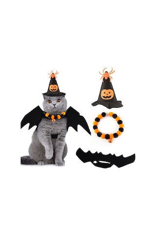 Hangfox Kedi万圣cosplay Kostüm Seti - Avrupa Stili Korkunç Sevimli Dekoratif Kıyafetler - Felt Malzeme - Tema Parti Fotoğraf Çekimleri İçin