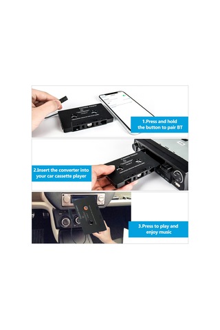 Geeroyoo Bluetooth Kaset Konvertörü - Araç Ve Ev Kaset Çalarları İçin Mp3/mp4 Oynatıcı,免提 Arama Desteği, Yeniden Şarj Edilebilir Pil