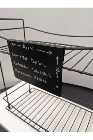 10 Adet Silinebilir Karatahta Siyah Etiket 14 x 10 CM Tel Raflar 8mm