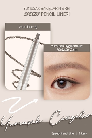 Suya Dayanıklı Kolay Kullanım Sunan Göz Kalemi Peripera Speedy Pencil Liner 4 Soft Ash