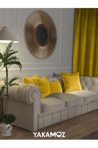 Br Yakamoz Güneş Sarısı Kırlent , Yastık Kılıfı Kadife Görünümlü Velvet Touch Serisi Güneş Sarısı
