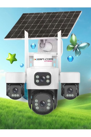 4 Kameralı Çift Panelli 4g Solar Kamera Aov 7/24 Kayıt