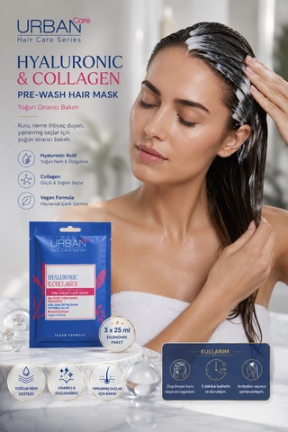 Hyaluronic & Collagen Saç Bakım Maskesi 3x25 Ml - Duş Öncesi Onarıcı Nemlendirici Saç Maskesi