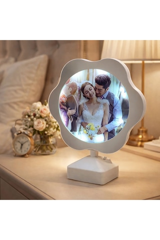 Sihirli Papatya Ayna Kişiye Özel Fotoğraflı Led Işıklı
