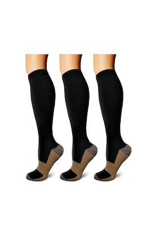 Moveevo Bakır Kompresyon Çorapları 3'lü Paket 15-20 Mmhg: Spor, Koşu, Dağcılık İçin Kan Akışını Artırır, Yorumu Azaltır - Erkek & Kadın Çok Renkli