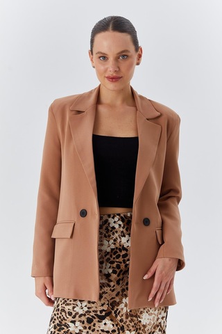 Mixray 4139 Kadın Oversize Blazer Ceket Vizon