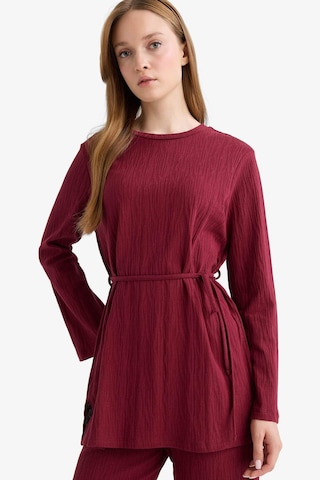 Defacto Regular Fit Bisiklet Yaka Bağlamalı Uzun Kollu Tunik F5369ax25aubr115 Bordo