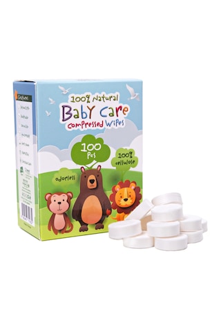 Handytowel Bebekler İçin Sıkıştırılmış Tablet Mendili 100 Adet