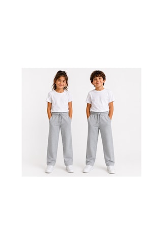 Luess Unisex Çocuk Gri Melanj Az Şardonlu Okul Eşofman Alt