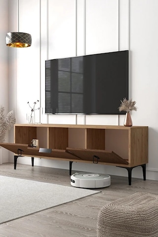 3503 Neva Tv Ünitesi 150 Cm 3 Kapaklı Kaplan - Sepet Tv Sehpası